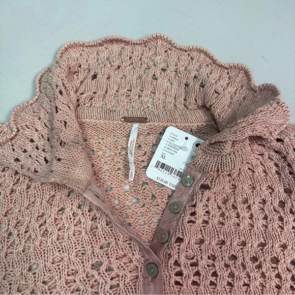 Free People Crochet Lace Blouse in Dusty Pink - Picture 7 of 8